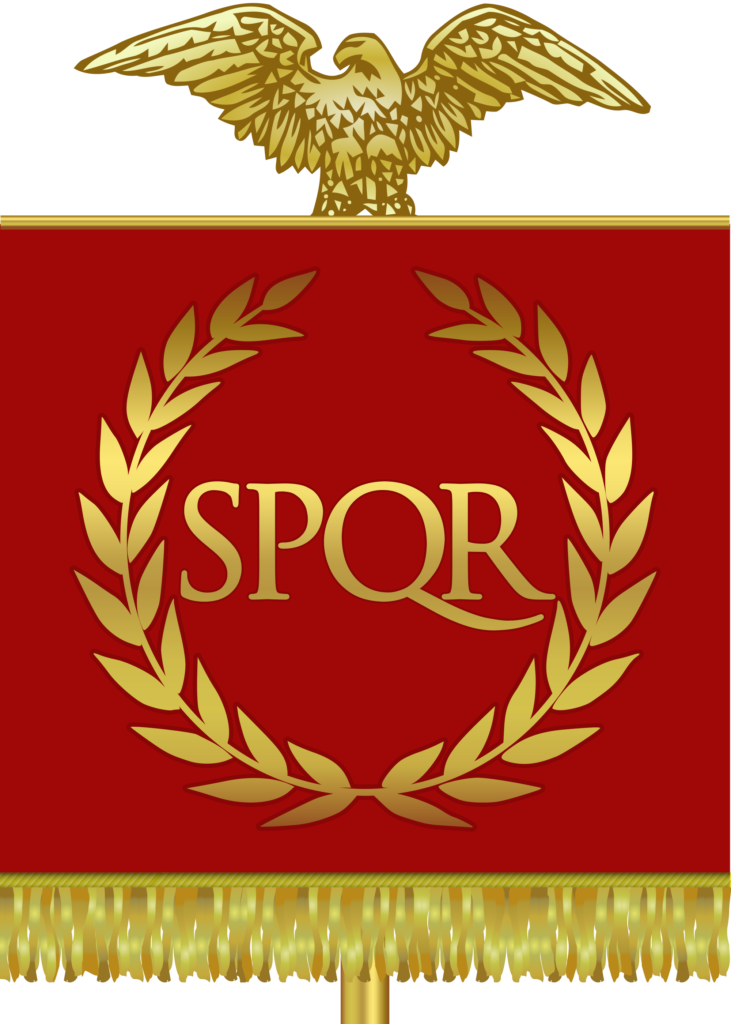 Toppa Ricamata Termoadesiva SPQR Repubblica Romana, Bandiera Della Legione, Dimensioni 5 X 7,5 Cm