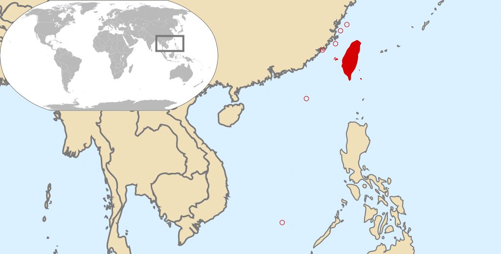 Mappa della posizione di Taiwan